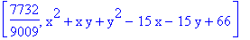 [7732/9009, x^2+x*y+y^2-15*x-15*y+66]